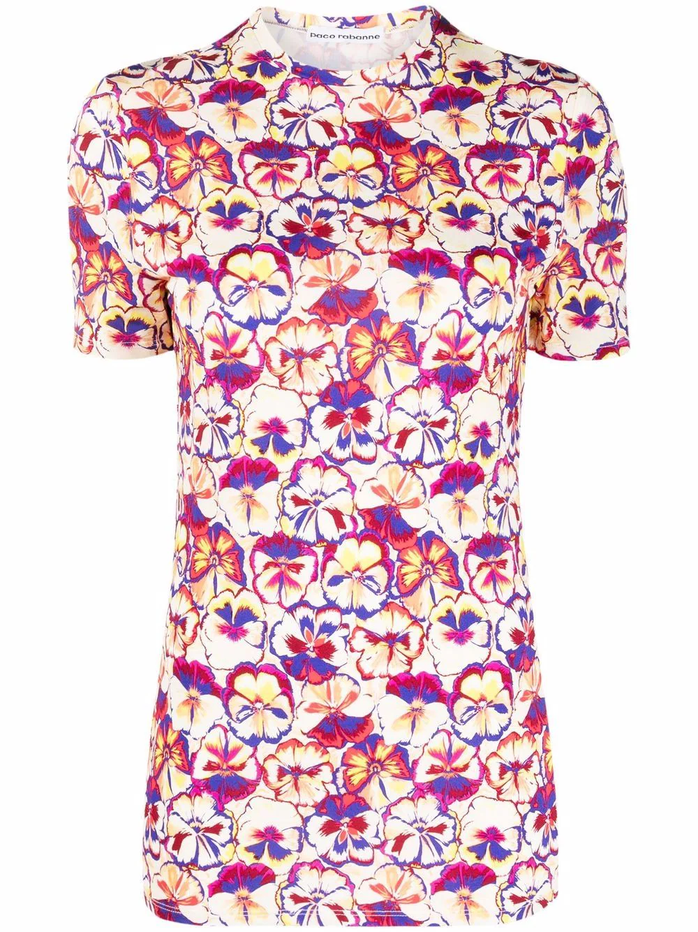 Shop Rabanne Short-sleeved T-shirt With Floral Print In Multicolour