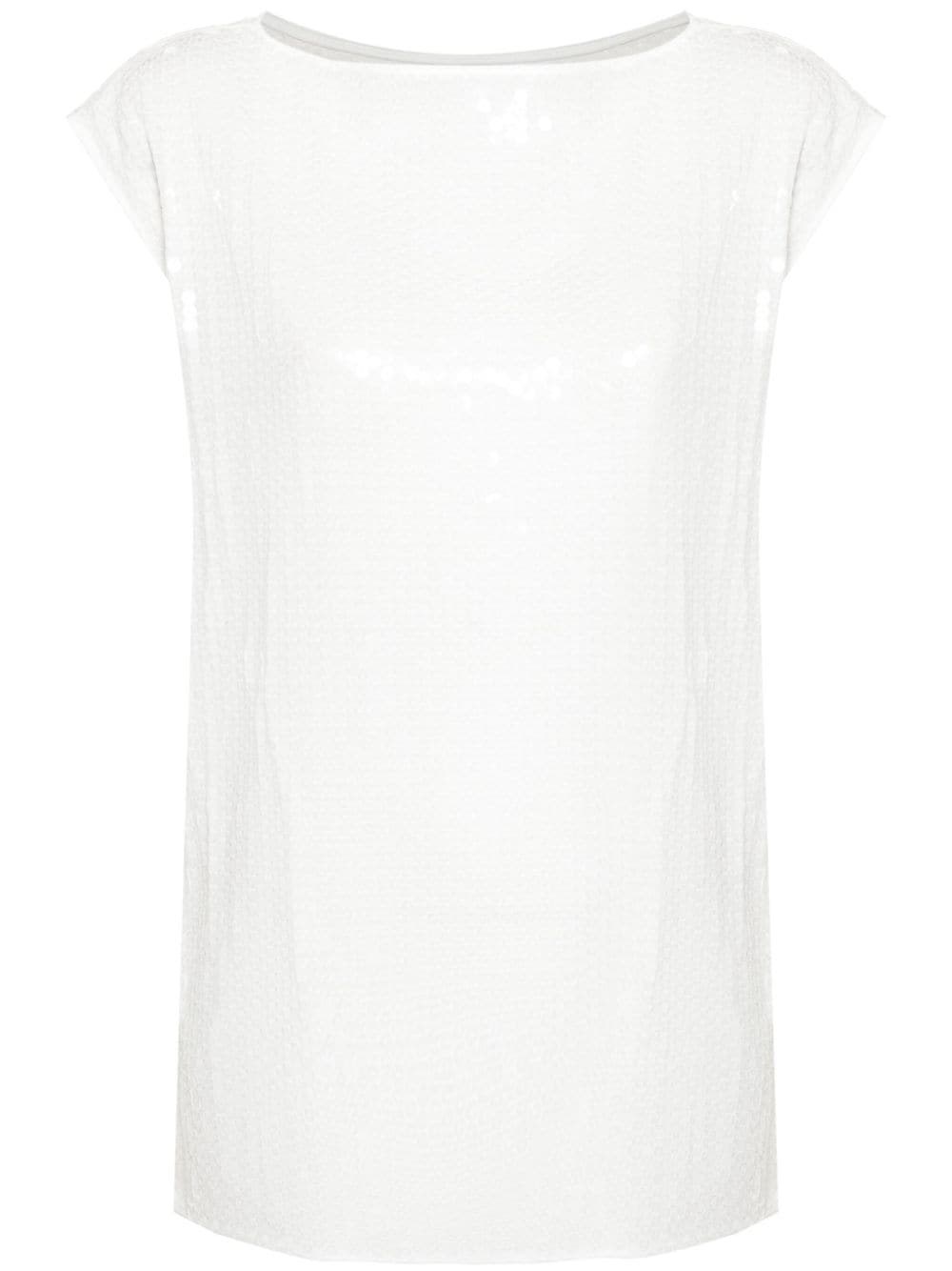 Shop Junya Watanabe Top Decorated With Sequins In White