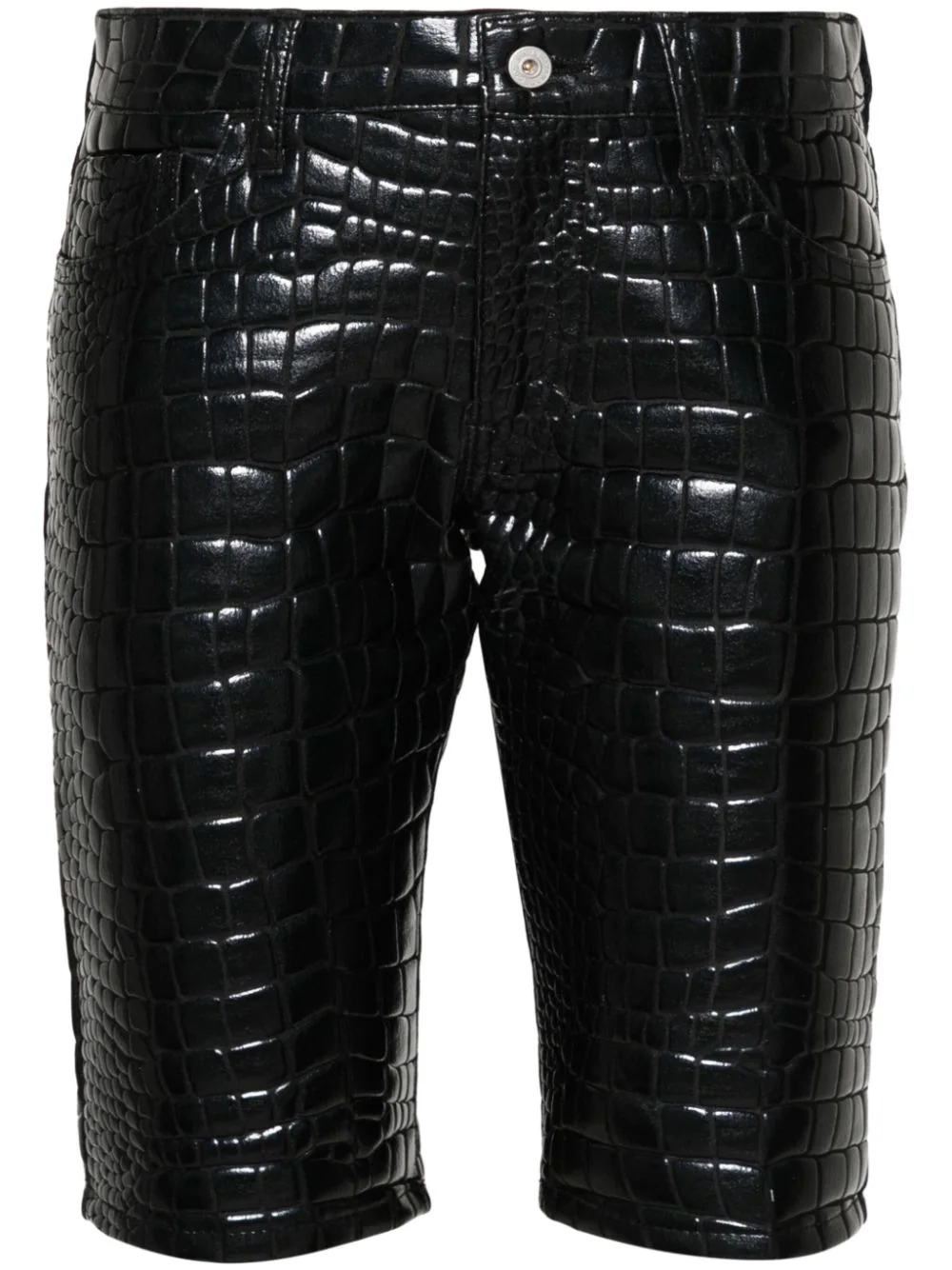 Junya Watanabe Crocodile-embossed Effect Shorts In Black