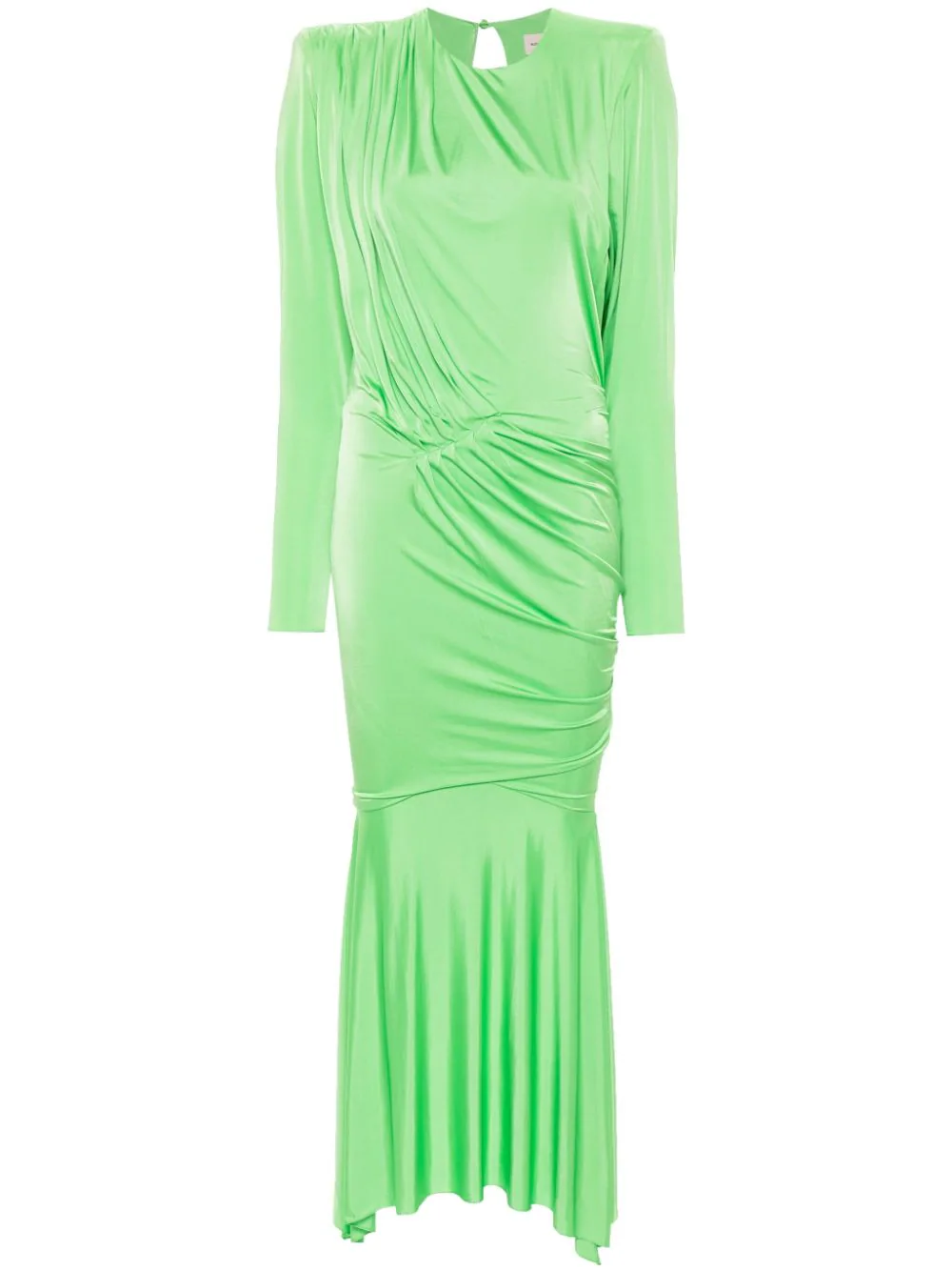 Shop Alexandre Vauthier Long Pleated Dress In Green