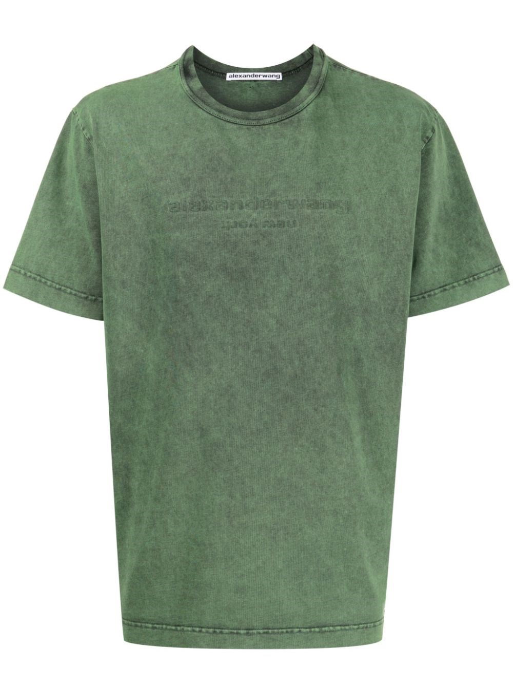 Shop Alexander Wang T-shirt With Embossed Logo In Green