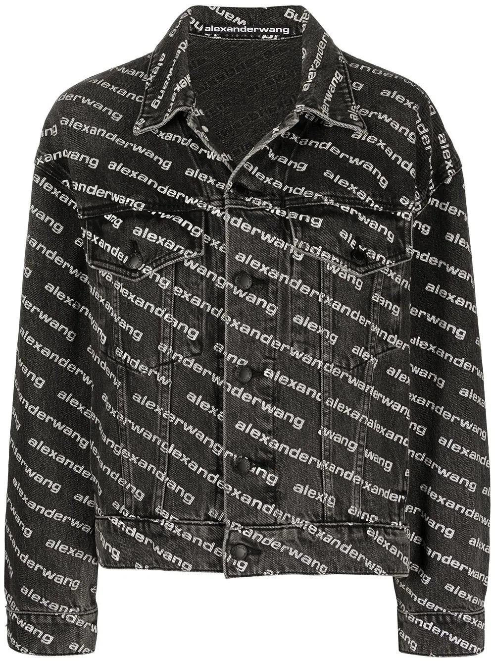 Shop Alexander Wang Jacket With All-over Logo In Grey
