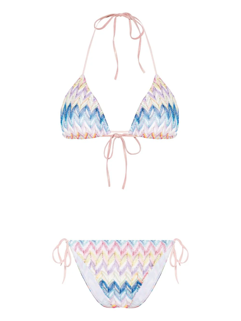 Shop Missoni Triangle Bikini Set With Zigzag Pattern In Multicolour