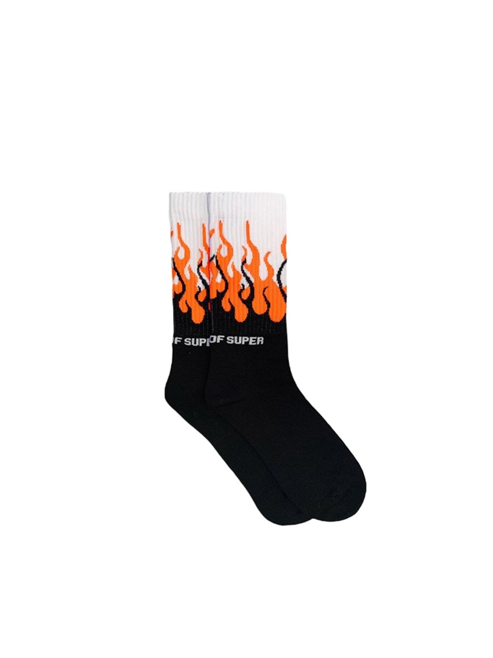 Shop Vision Of Super Socks With Fluo Orange Flame In Black