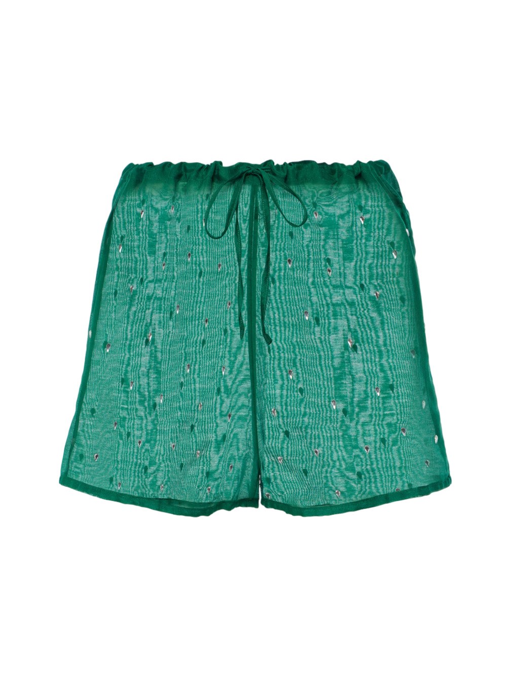 Shop Oseree Gem Shorts In Cotton And Silk In Green