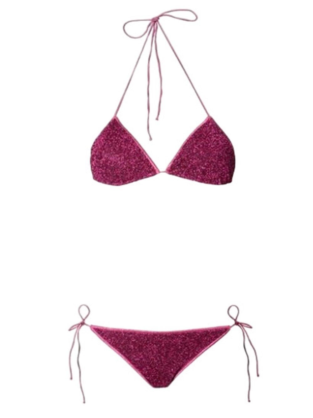 Oseree Two-piece Bikini With Triangle Bra In Shiny Material. In Burgundy