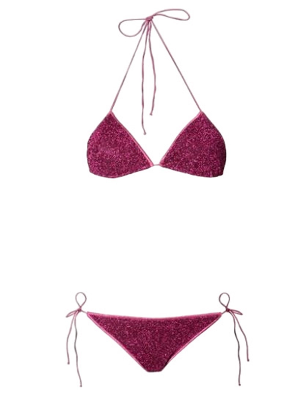 Shop Oseree Two-piece Bikini With Triangle Bra In Shiny Material. In Pink & Purple