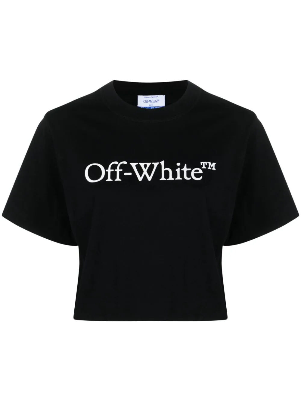 Shop Off-white Bookish Crop T-shirt With Print In Black