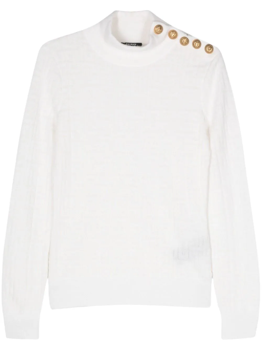 Balmain Pb-monogram Ribbbed Jumper In White