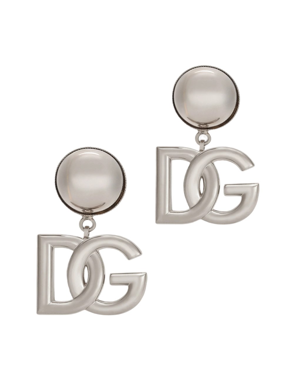 Shop Dolce & Gabbana Clip Earrings With Dg Logo: In Metallic