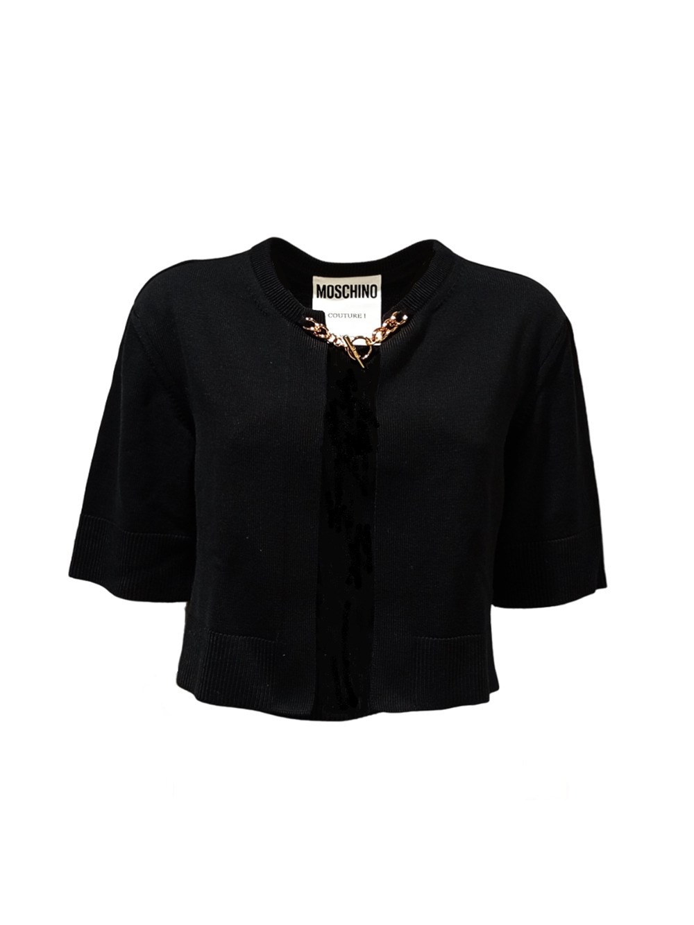 Moschino Knitted Top With Chain In Black