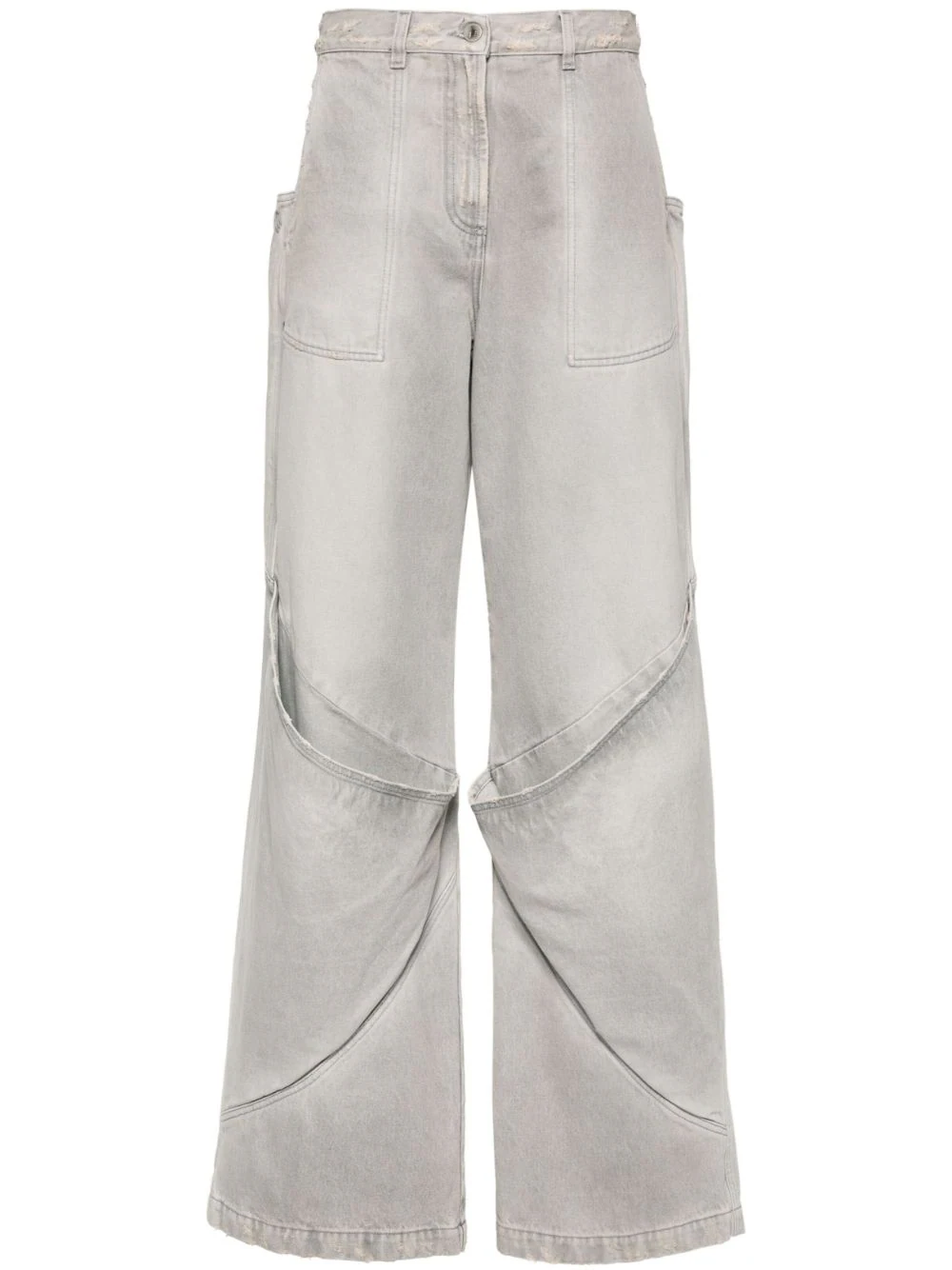 Shop Attico Wide Leg Jeans In Grey