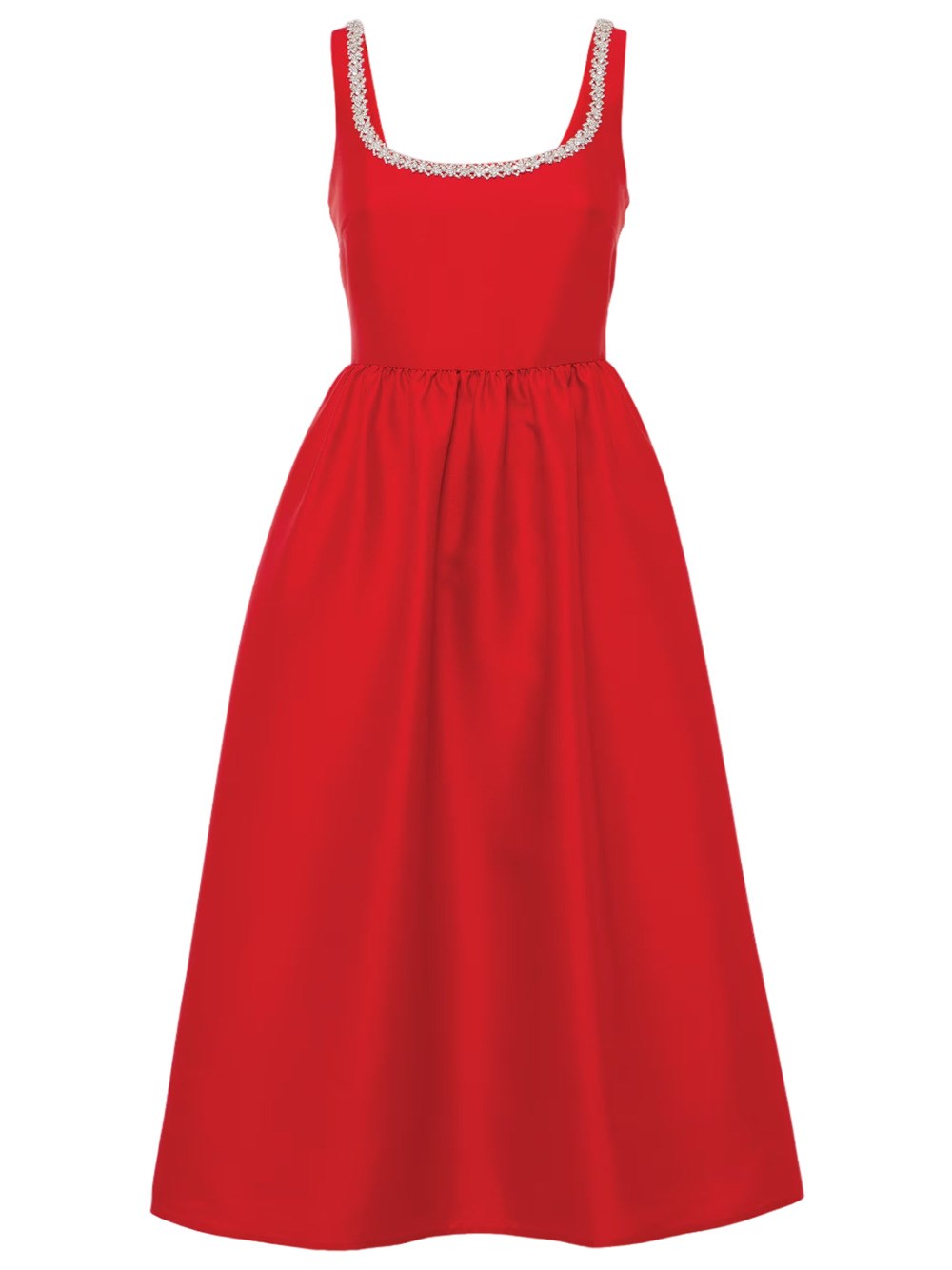 Shop Self-portrait Taffeta Midi Dress With Crystals In Red