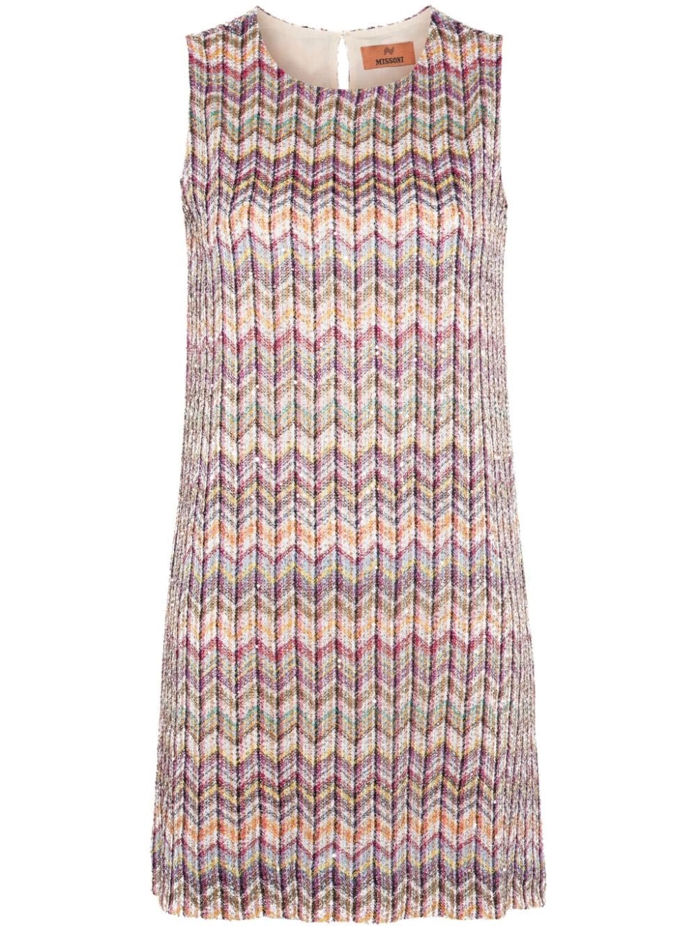 Shop Missoni Minidress In Zigzag Fabric With Sequins In Multicolour