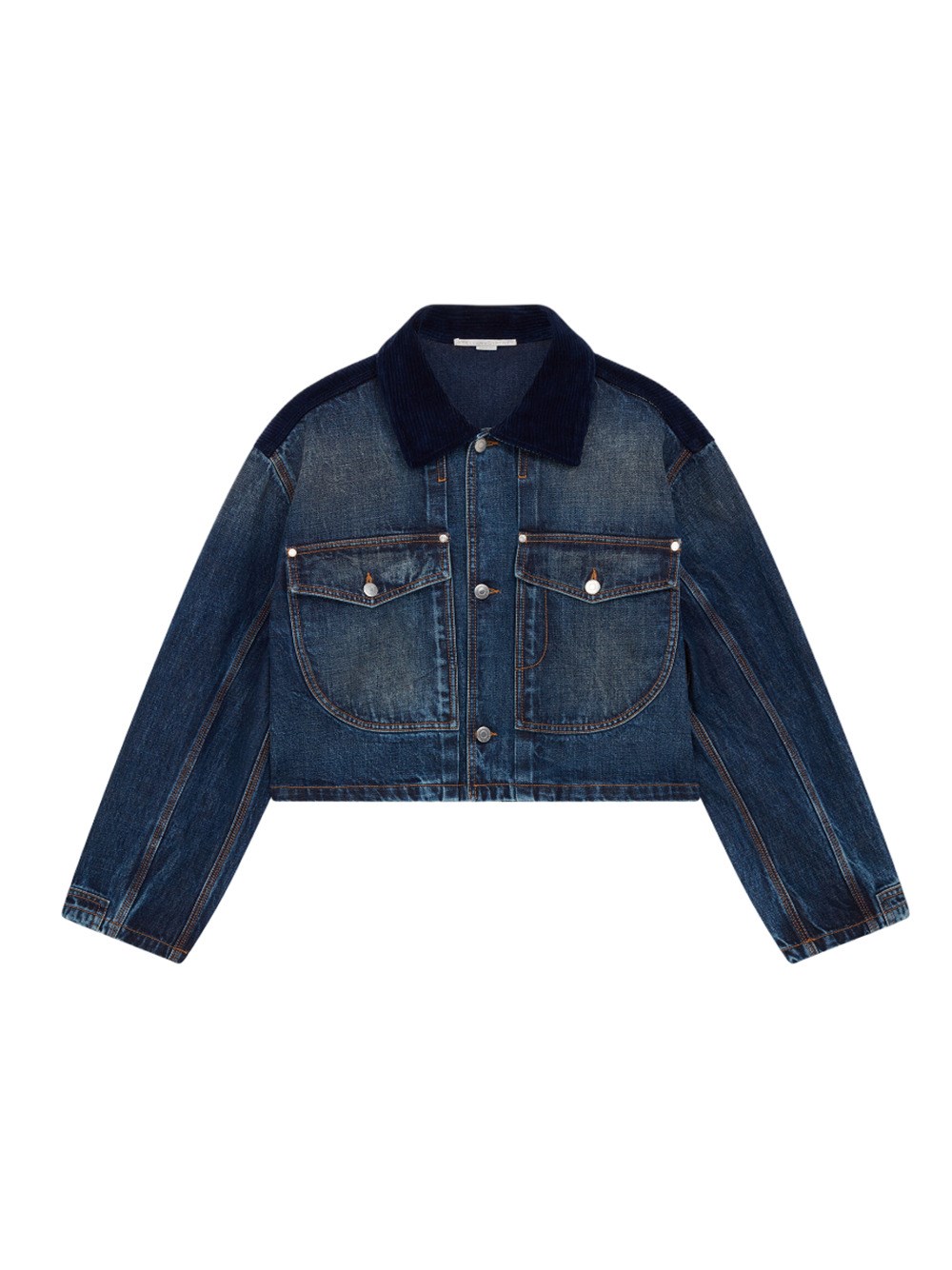 Shop Stella Mccartney Dark Vintage Detailed Denim Jacket In Blue