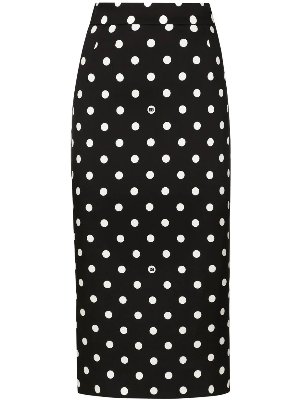 Shop Dolce & Gabbana Polka Dot Pencil Skirt In Black