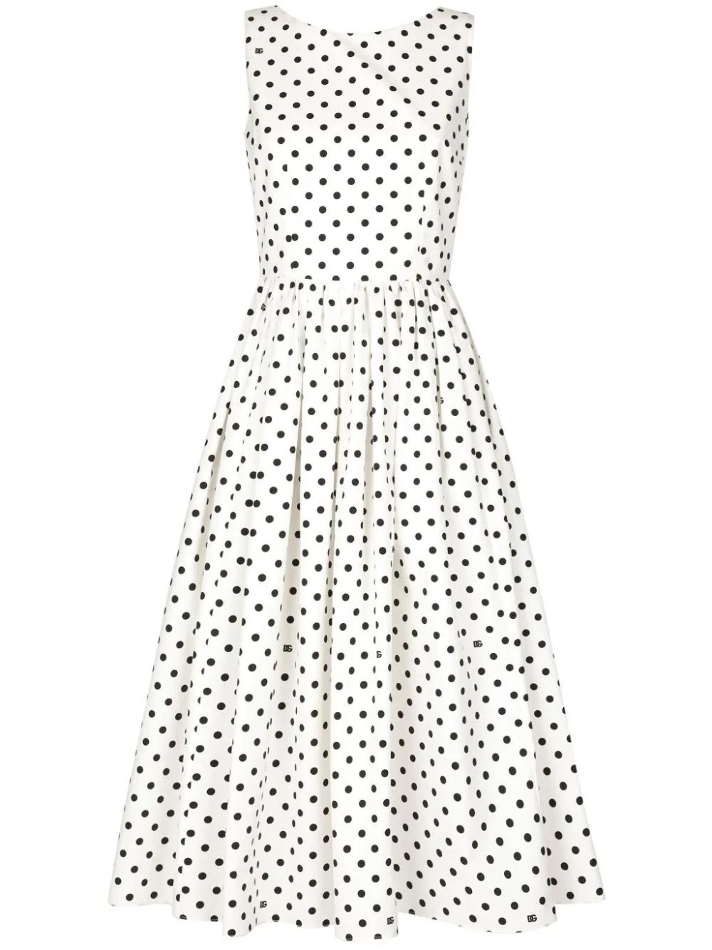 Shop Dolce & Gabbana Polka Dot Midi Dress In White