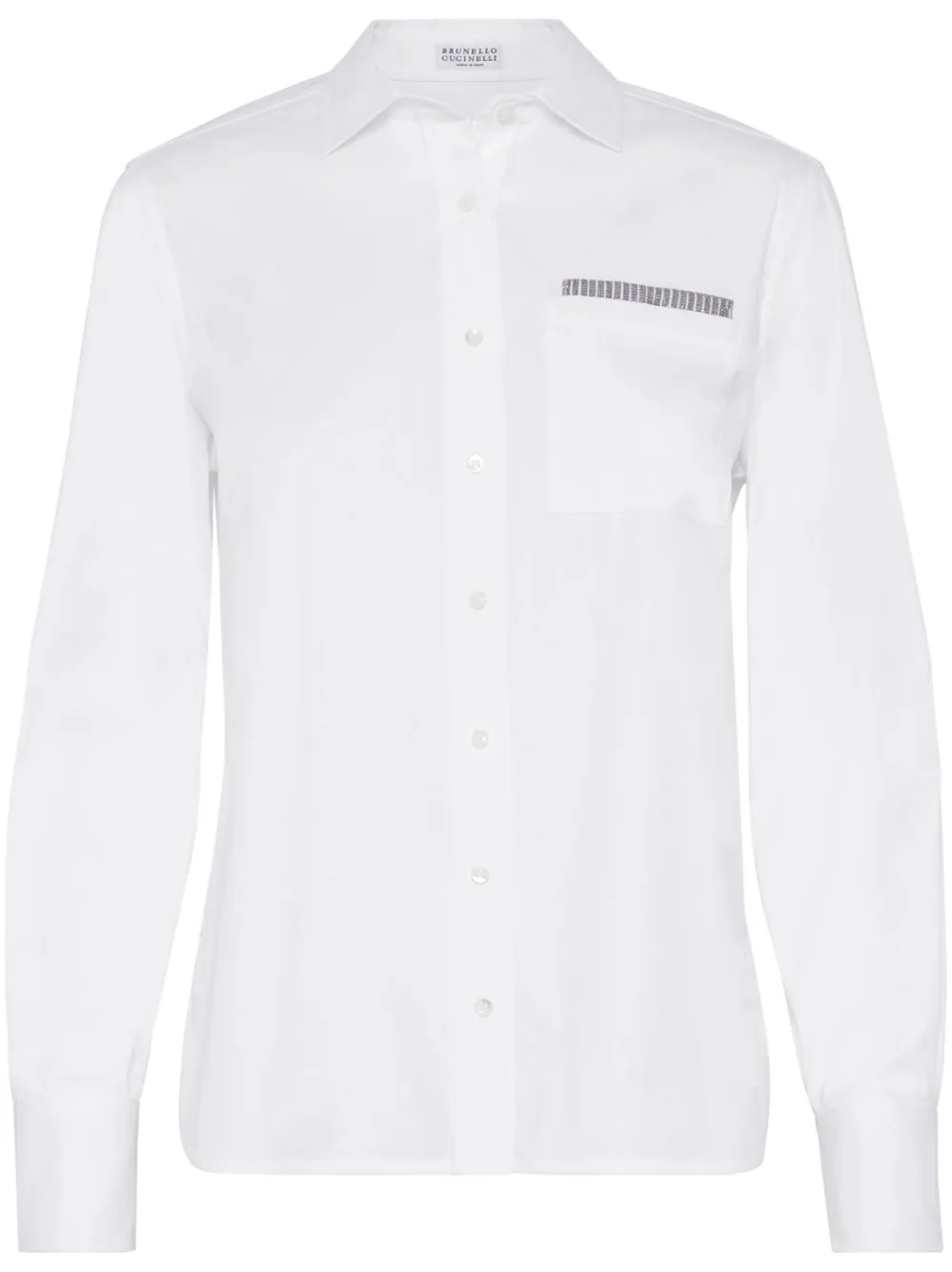 Shop Brunello Cucinelli Shirt With Monili Detail In White