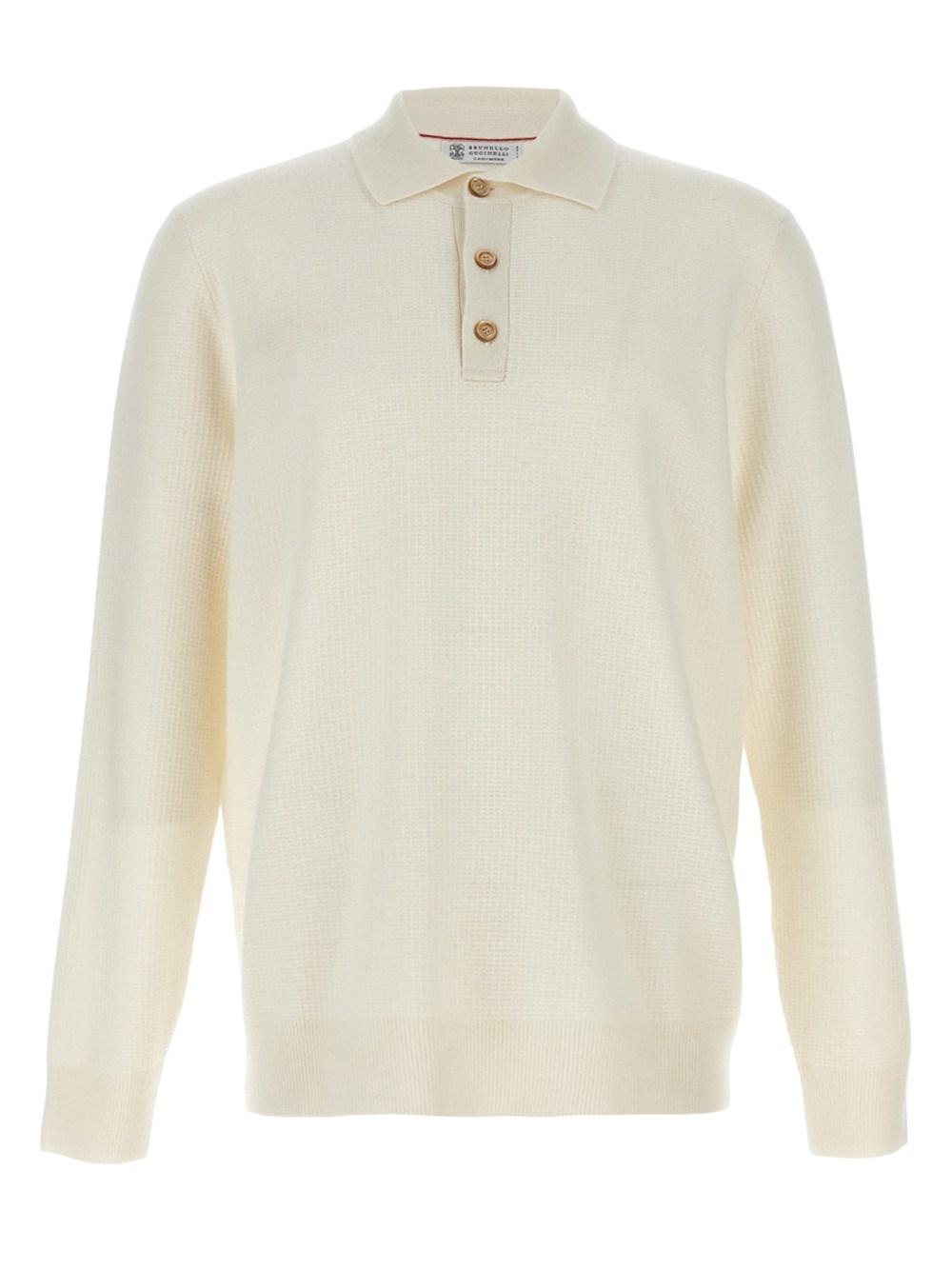 Shop Brunello Cucinelli Cashmere Polo Sweater In Nude & Neutrals