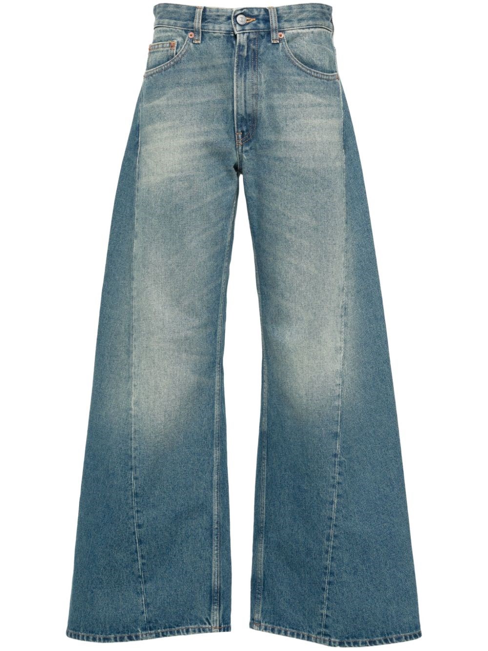 Shop Mm6 Maison Margiela Wide Leg Jeans In Blue