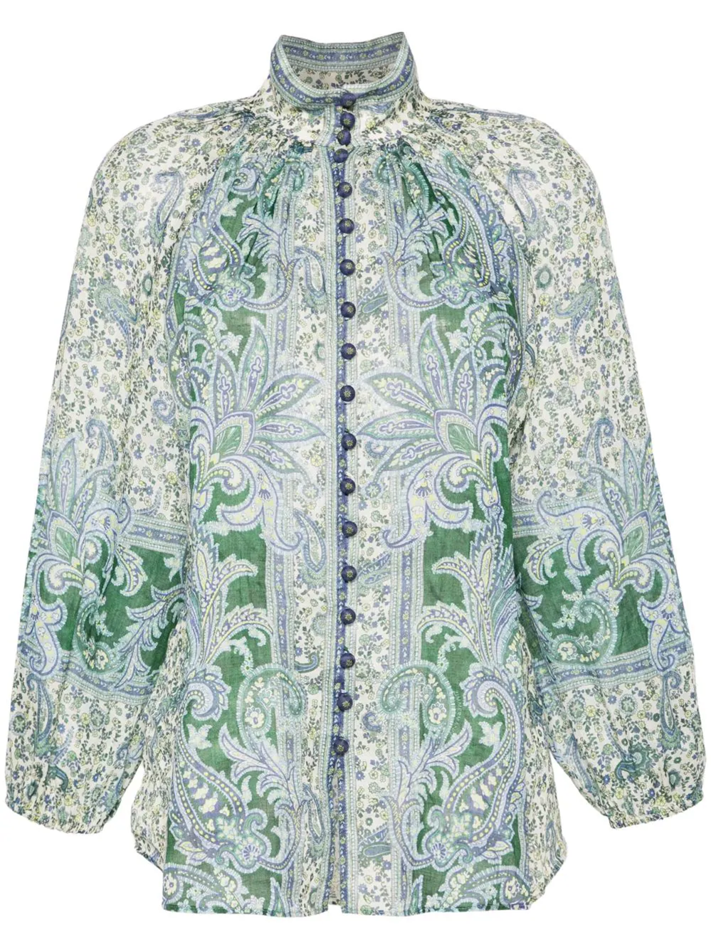 Shop Zimmermann Ottie Blouse With Paisley Print In Green