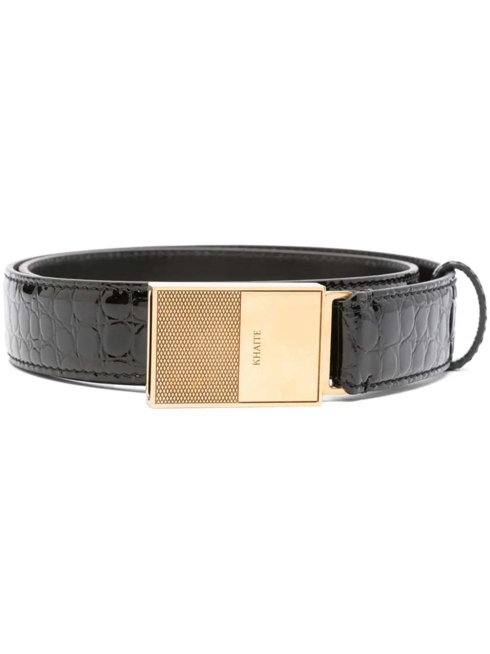 Shop Khaite Crocodile Embossed Belt In Black