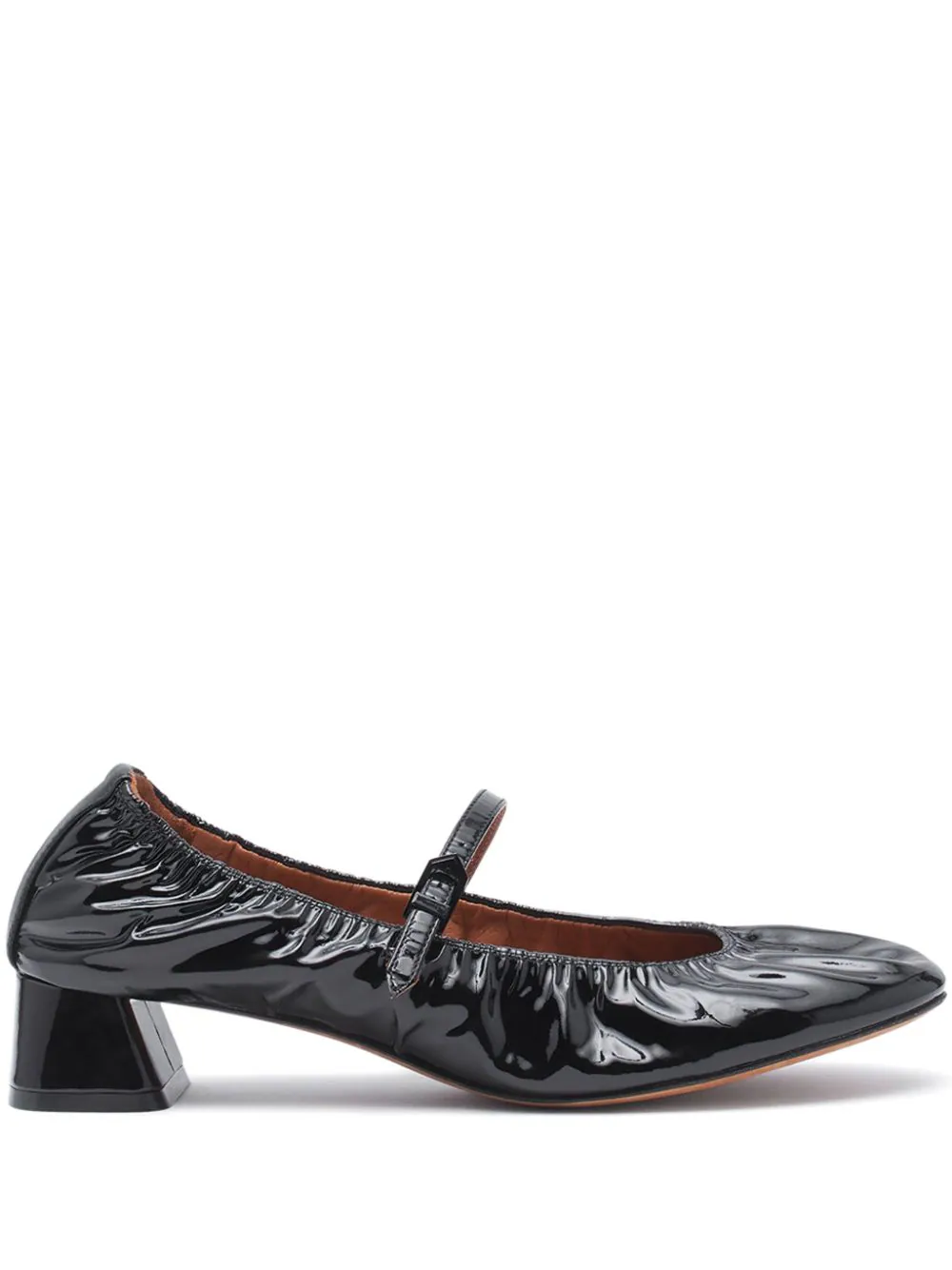 Shop Lanvin Leather Ballet Flats With Wedge Heels In Black