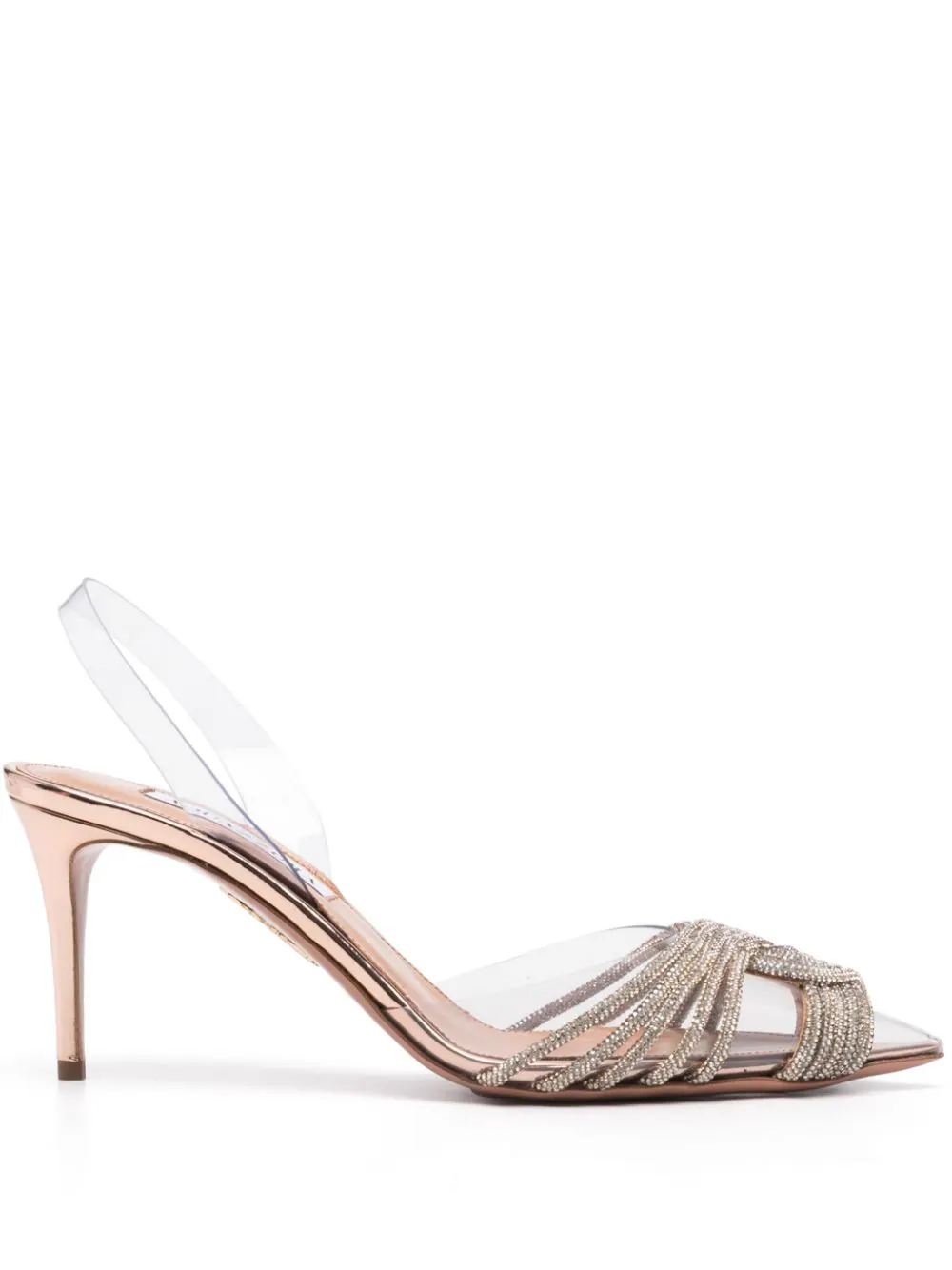 Shop Aquazzura Pumps Gatsby Sling 75mm In Pink & Purple