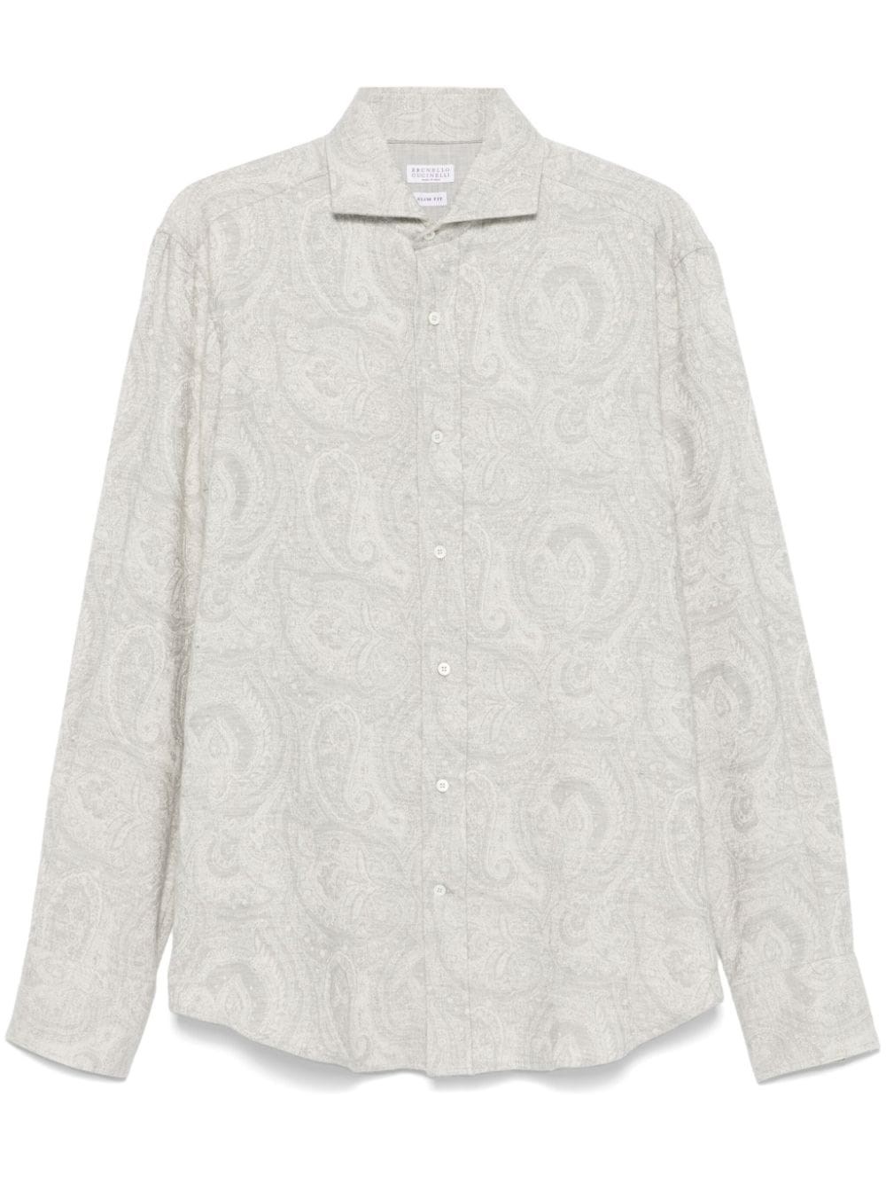 Shop Brunello Cucinelli Paisley Jacquard Shirt In Grey