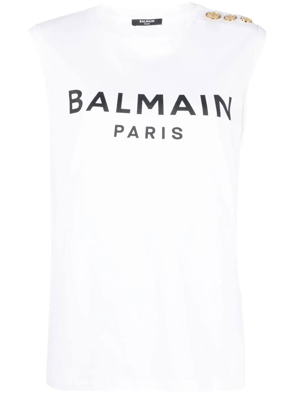 Shop Balmain Printed Tank Top In White