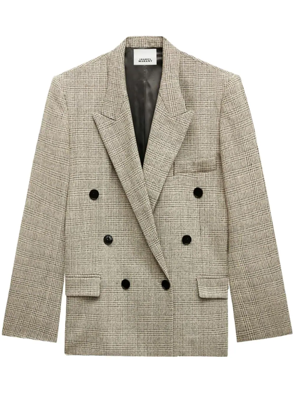 Shop Marant Checked Double-breasted Blazer In Nude & Neutrals