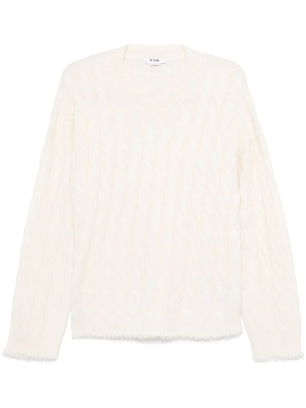 Shop Re/done Cable-knit Cashmere Sweater In White