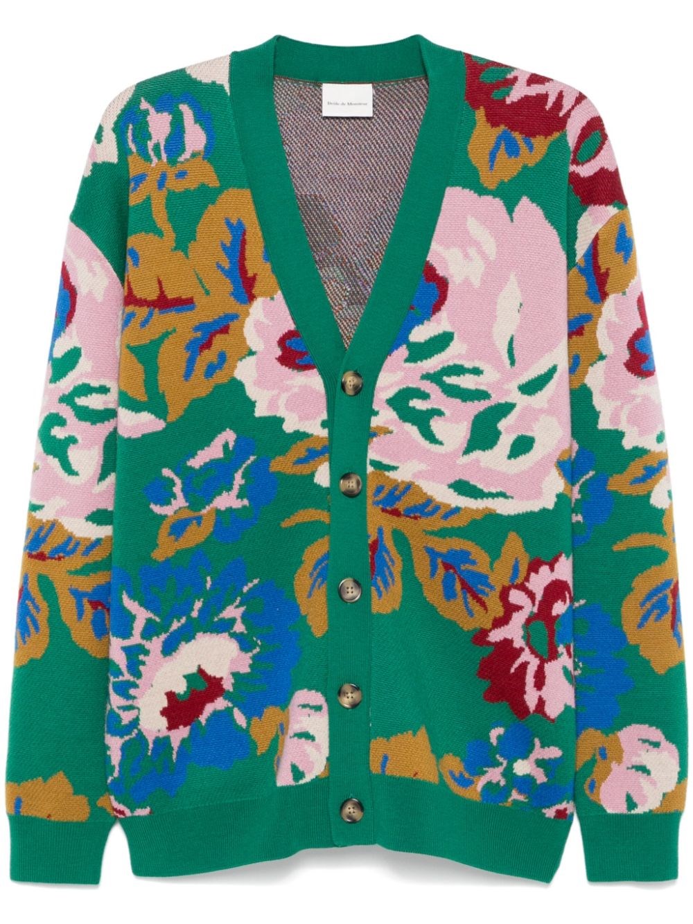 Shop Drôle De Monsieur La Peony Cardigan In Green