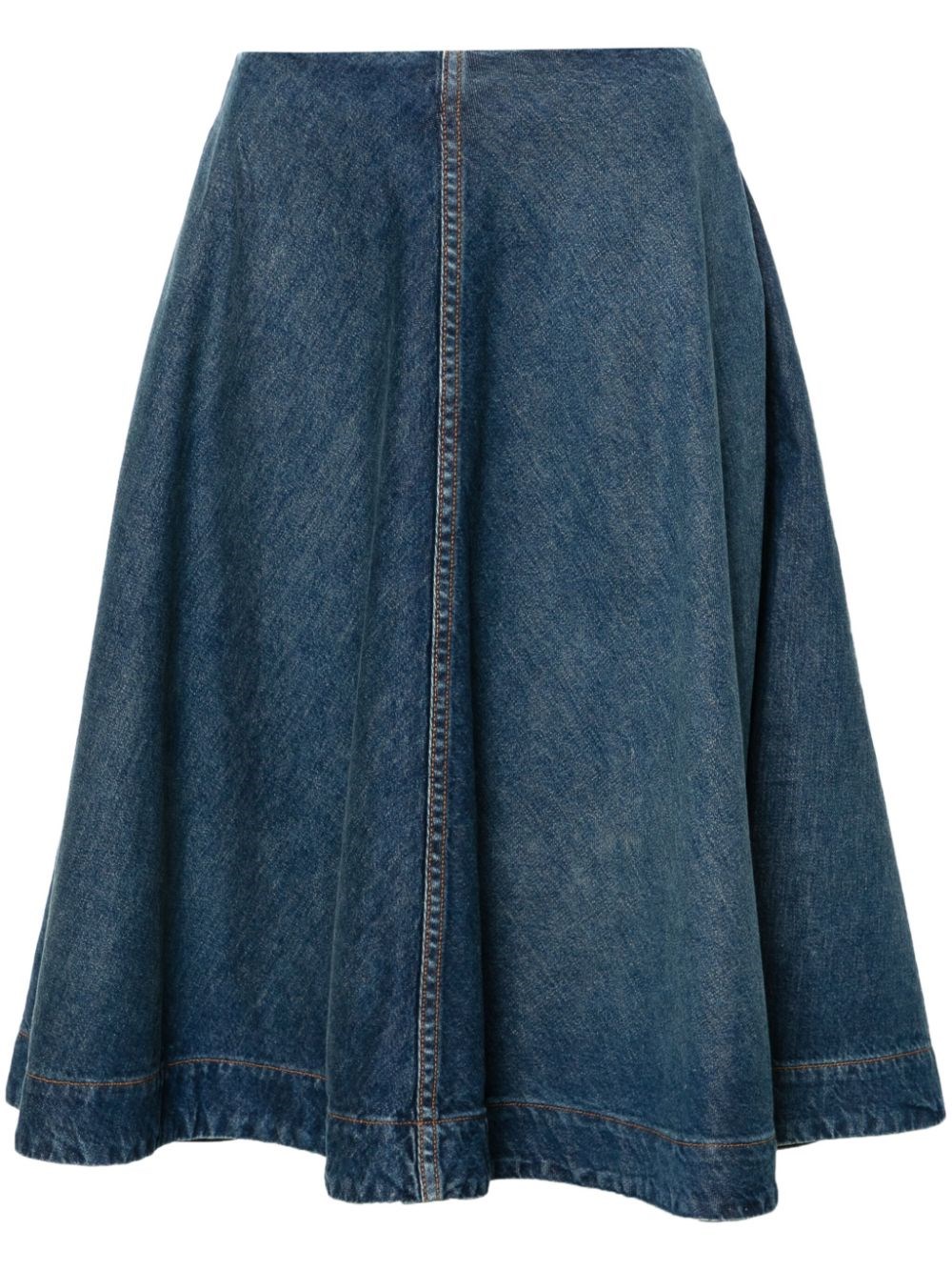 Khaite Renta Denim Skirt In Blue