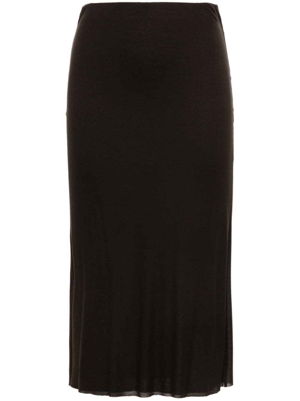 Khaite Ribbed Midi Skirt In Black