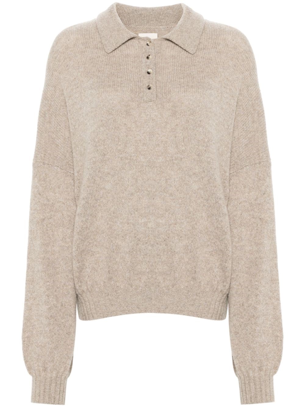 Khaite Rene Polo-style Sweater In Cashmere Blend In Brown