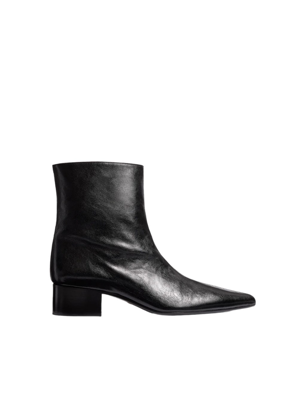 Khaite 40mm Andee Glazed Leather Ankle Boots In Black