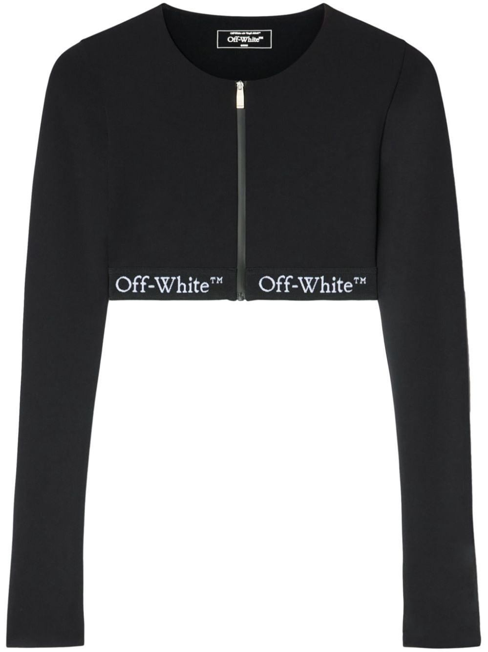 Shop Off-white Cropped Top With Logo Band In Black