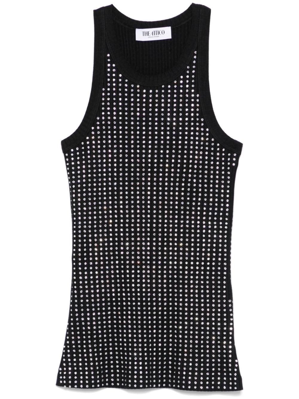 Attico Fitted Midi Dress With Shimmering Embellishments In Black