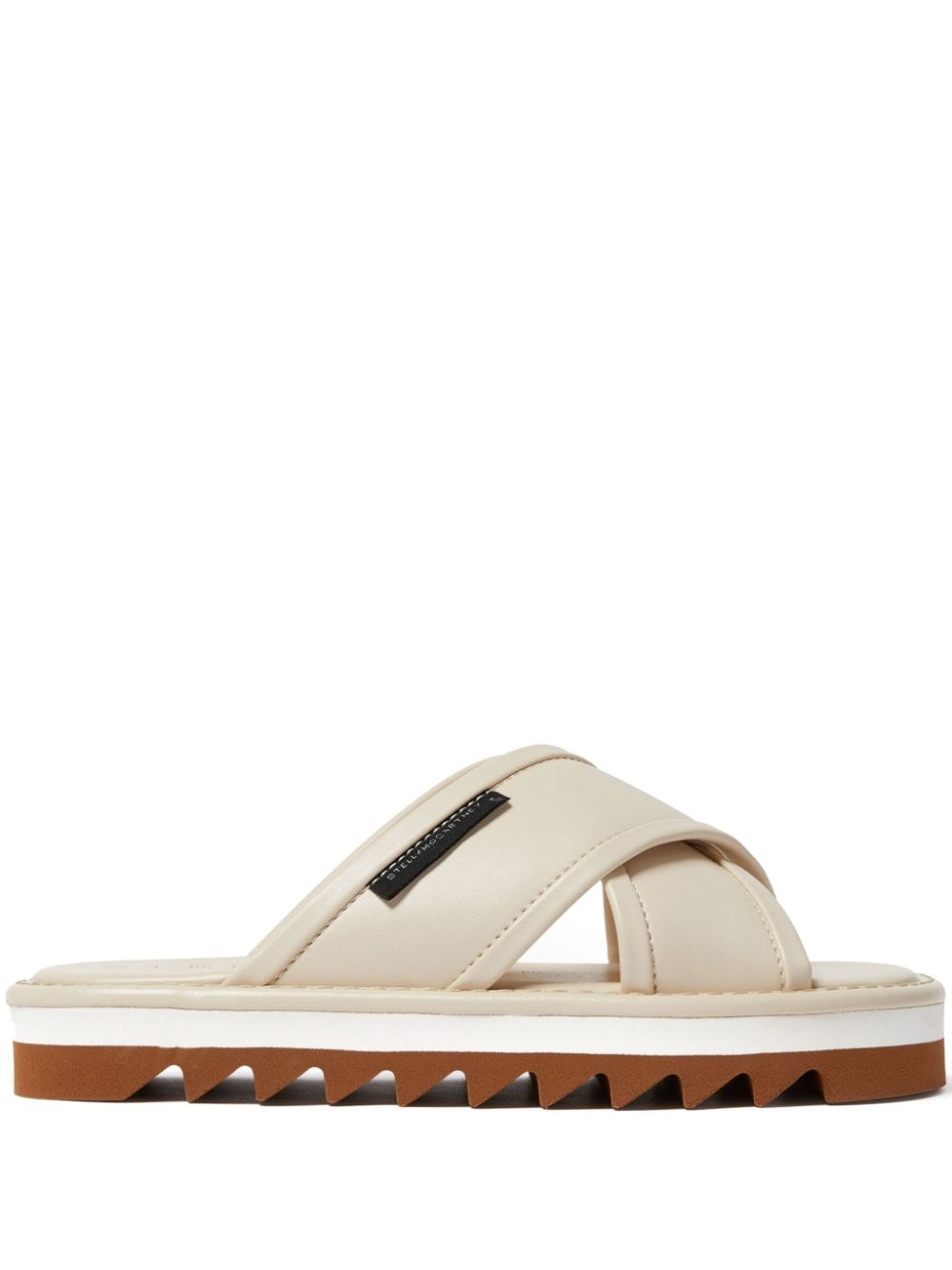 Stella Mccartney Logo-patch Slides In Brown