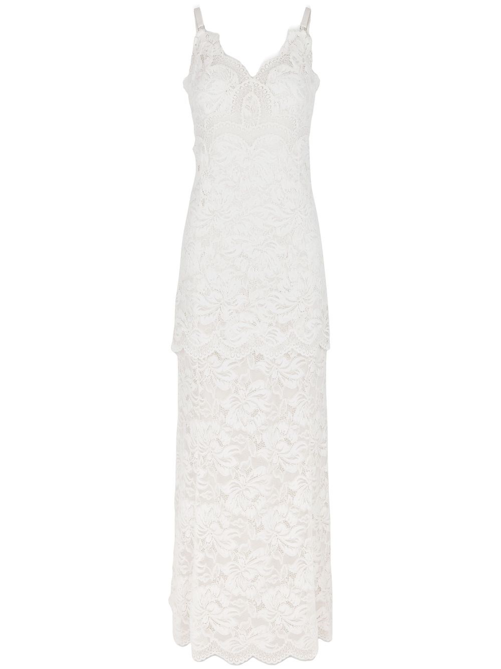 Rabanne Ivory White Long Dress With Lace-effect In White