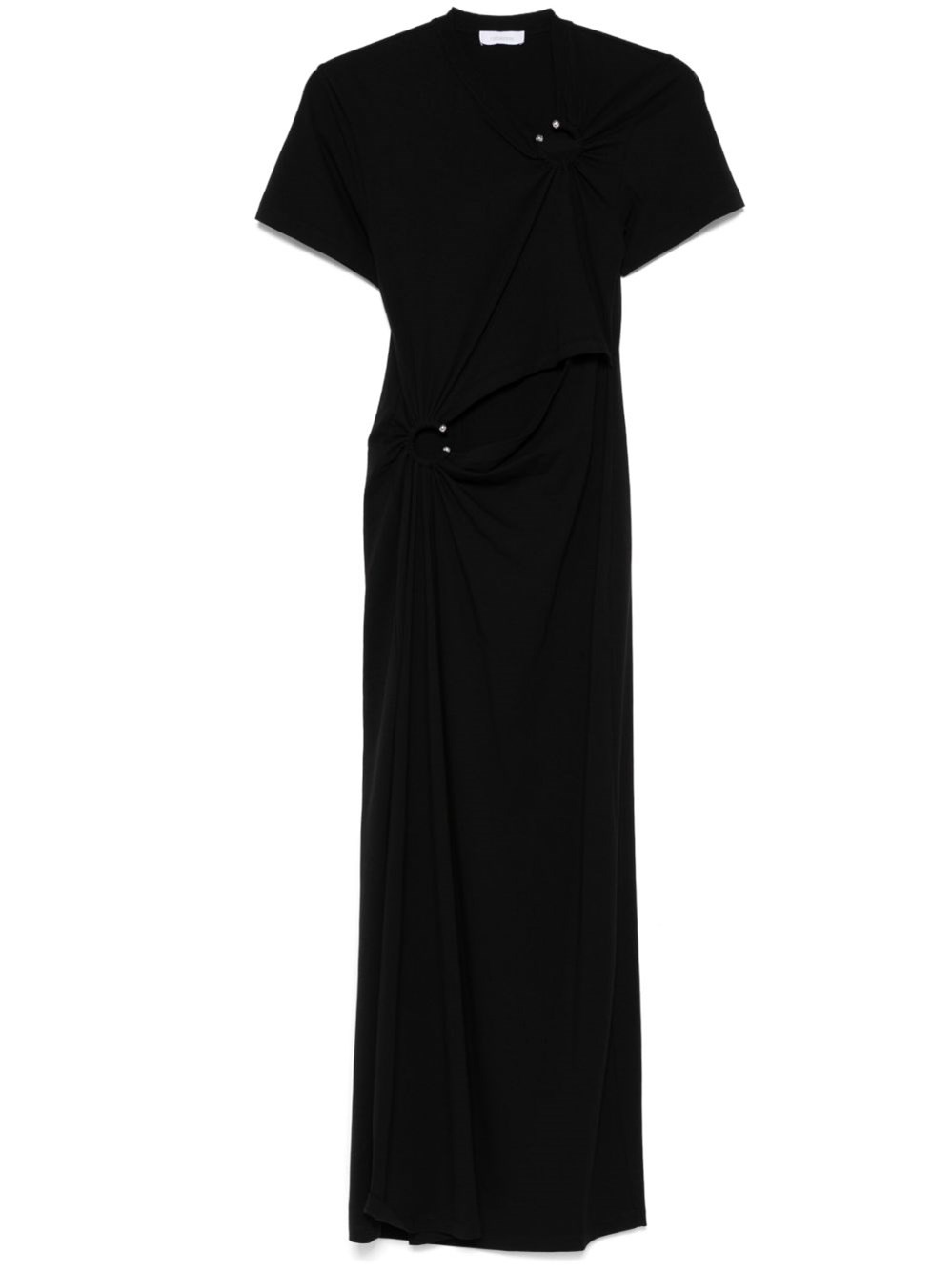 Rabanne Jersey Long Piercing Dress In Black