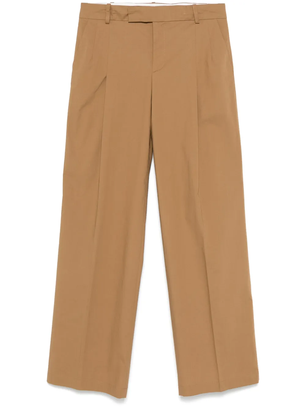 Federica Tosi Tailored Canvas Trousers With Front Pleats In Brown