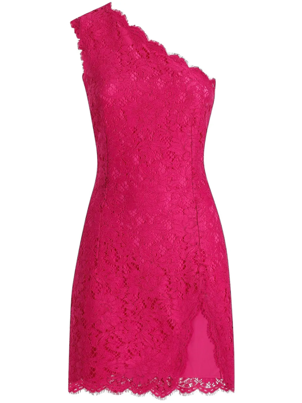 Shop Dolce & Gabbana Short Dress With Floral Lace In Pink & Purple