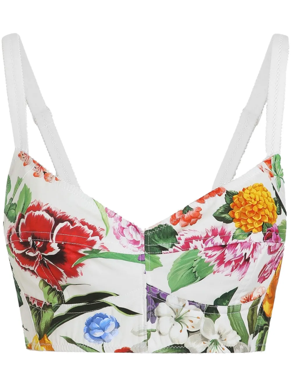 Dolce & Gabbana Corset Bralette Top With Print In Multicolour