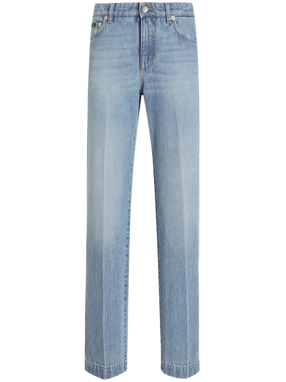 Dolce & Gabbana Straight-leg Blue Jeans With A Distressed Effect In Blue