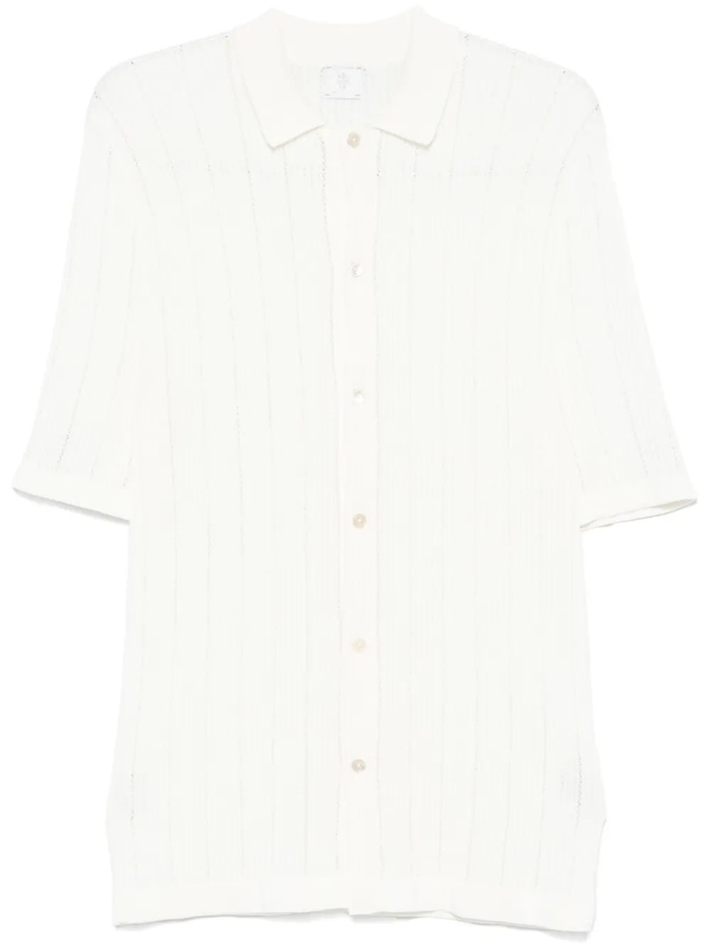 Eleventy Ribbed Knitted Shirt French Collar In White