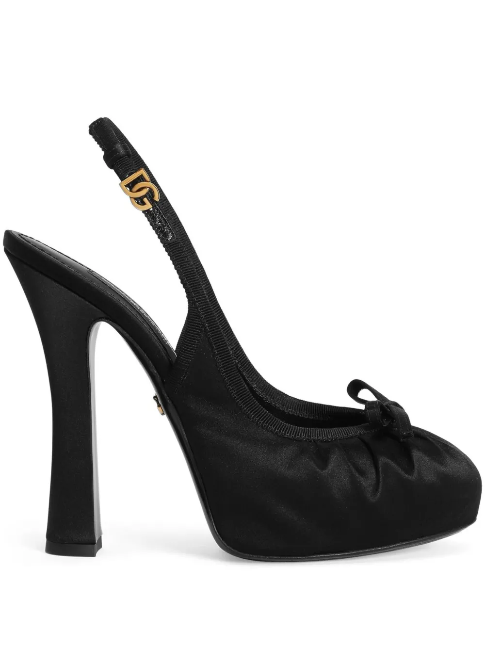 Dolce & Gabbana Satin Slingback Platform Shoes In Black