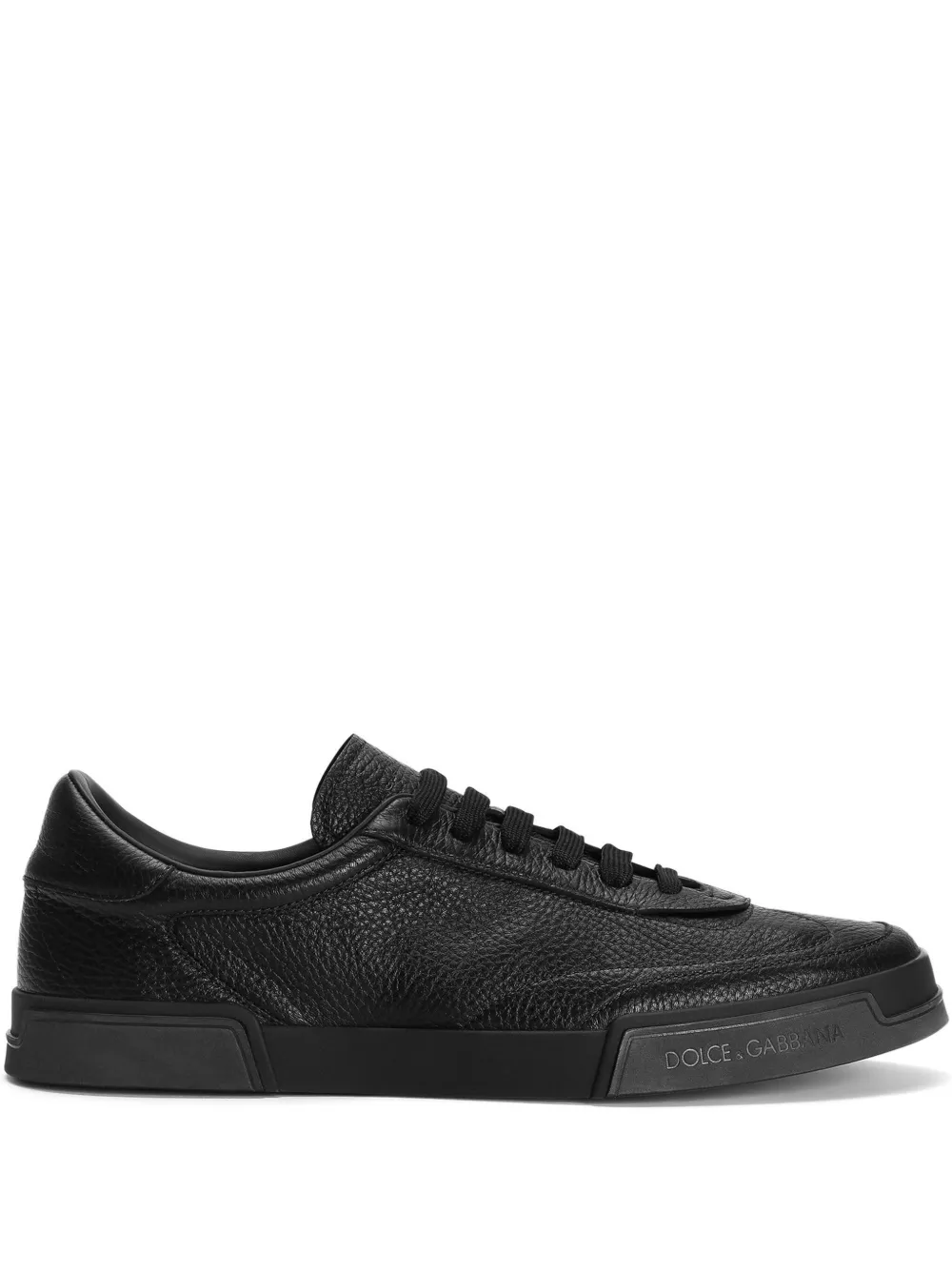 Dolce & Gabbana Gray Calfskin Portofino Yacht Sneakers In Black
