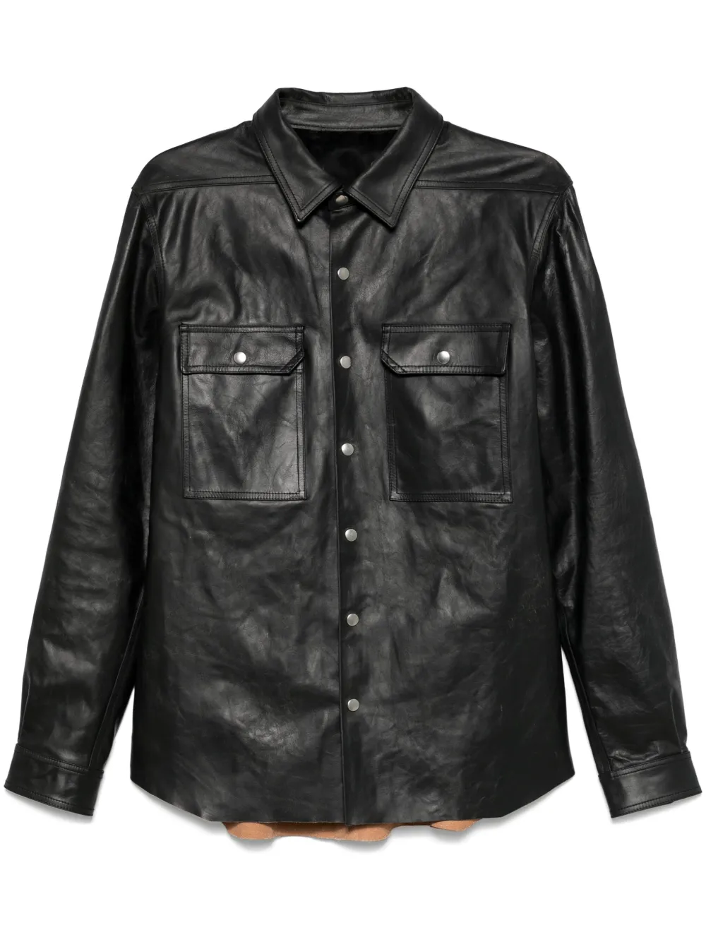 Rick Owens Leather Jacket In Black